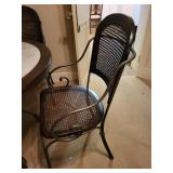 Set of 4 Metal Dining Chairs with Marble Top Table