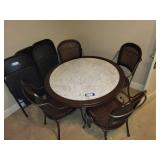 Set of 4 Metal Dining Chairs with Marble Top Table