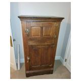 Antique Wooden Ice Box Refrigerator with Brass Hardware