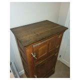 Antique Wooden Ice Box Refrigerator with Brass Hardware
