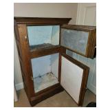 Antique Wooden Ice Box Refrigerator with Brass Hardware