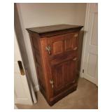 Antique Wooden Ice Box Refrigerator with Brass Hardware