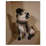 Pair of Vintage Ceramic Pug Figurines - Made in Taiwan
