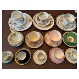 Assorted Set of Vintage Bone China Teacups and Saucers