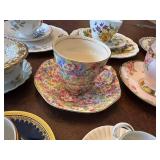 Assorted Set of Vintage Bone China Teacups and Saucers