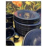 Complete Set of Fiestaware Cobalt Blue Ceramic Dinnerware