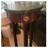 Elegant Bombay Vintage Green Marble Top Pedestal Stand