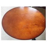 Vintage Wooden Pedestal Side Table with Round Top