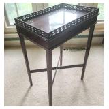 Elegant Mahogany Finish Side Table with Slide-Out Shelf