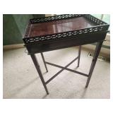 Elegant Mahogany Finish Side Table with Slide-Out Shelf