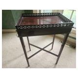 Elegant Mahogany Finish Side Table with Slide-Out Shelf