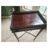 Elegant Mahogany Finish Side Table with Slide-Out Shelf