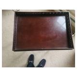 Elegant Mahogany Finish Side Table with Slide-Out Shelf