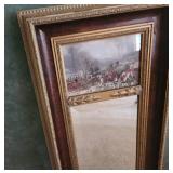 Vintage Wall Mirror with Rustic Equestrian Artwork