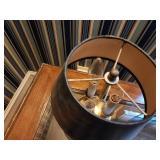 Classic Two-Light Brass and Black Metal Table Lamp