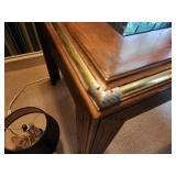 Vintage Wooden End Table with Glass Top