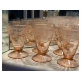 Collection of Vintage Pink Depression Glass Tableware