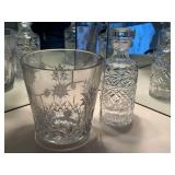 Crystal Glassware Set with Pitcher, Decanter, and Ice Bucket