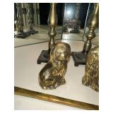 Set of 2 Vintage Brass Candle Holders with Dog Figure Accents