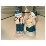 Vintage Porcelain Boy Girl Salt and Pepper Shakers