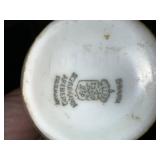 Set of Capodimonte Porcelain Rose, Dresden Vase, and White Lattice Basket