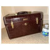 Vintage Samsonite Shwayder Bros. Brown Travel Train Case with Mirror