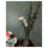 Floral Decor Set with Artificial Flowers and Glass Vases
