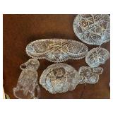 Set of 7 Cut Crystal Dishes with Intricate Designs