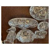 Set of 7 Cut Crystal Dishes with Intricate Designs