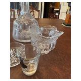 Set of 5 Crystal Glassware Pieces including Decanter and Bowls