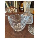 Set of 5 Crystal Glassware Pieces including Decanter and Bowls