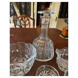 Set of 5 Crystal Glassware Pieces including Decanter and Bowls