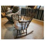 Vintage Wooden Rocking Chair with Spindle Back