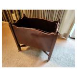 Vintage Wooden Magazine Rack with Brass Accents