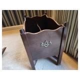 Vintage Wooden Magazine Rack with Brass Accents