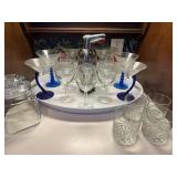 Vintage 10-Piece Glassware Set with Penguin Cocktail Shaker