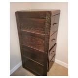 Antique Wooden File Cabinet with 5 Drawers Purchased from the Burlington Northern Train Station Closing Sale