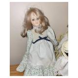 Set of 3 Vintage Porcelain Dolls with Bonnets