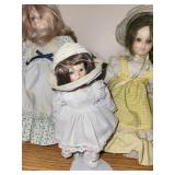 Set of 3 Vintage Porcelain Dolls with Bonnets