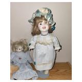 Set of 3 Porcelain Dolls with Vintage Clothing