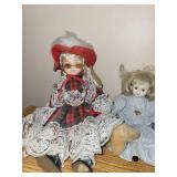 Set of 3 Porcelain Dolls with Vintage Clothing