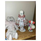Set of 3 Porcelain Clown Dolls