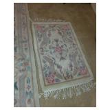 Set of 2 Vintage Floral Design Wool Area Rugs