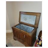 Antique Wooden Ice Box with Metal Lining