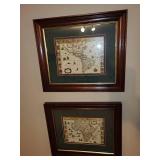 Collection of 5 Framed Vintage Style World and Continent Maps