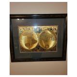 Collection of 5 Framed Vintage Style World and Continent Maps