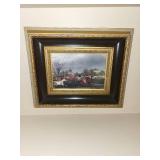 Pair of Framed Hunting Scene Paintings