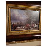 Pair of Framed Hunting Scene Paintings