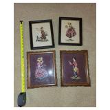 Set of 4 Vintage Framed Needlepoint Artworks