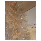 Elegant Set of 12 Crystal Wine and Cocktail Glasses with Vintage Serving Tray